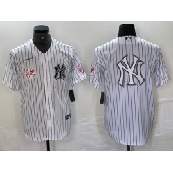 Men New York Yankees White Team Big Logo Cool Base Stitched Baseball Jersey 14