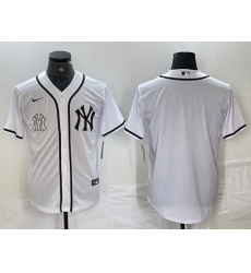 Men New York Yankees White Team Big Logo Cool Base Stitched Baseball Jersey 15
