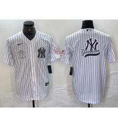 Men New York Yankees White Team Big Logo Cool Base Stitched Baseball Jersey 16