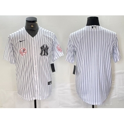 Men New York Yankees White Team Big Logo Cool Base Stitched Baseball Jersey 18