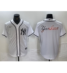 Men New York Yankees White Team Big Logo Cool Base Stitched Baseball Jersey 2