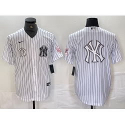 Men New York Yankees White Team Big Logo Cool Base Stitched Baseball Jersey 21