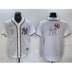 Men New York Yankees White Team Big Logo Cool Base Stitched Baseball Jersey 22