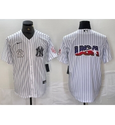 Men New York Yankees White Team Big Logo Cool Base Stitched Baseball Jersey 25