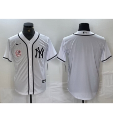 Men New York Yankees White Team Big Logo Cool Base Stitched Baseball Jersey 30