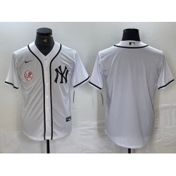 Men New York Yankees White Team Big Logo Cool Base Stitched Baseball Jersey 30