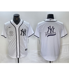 Men New York Yankees White Team Big Logo Cool Base Stitched Baseball Jersey 41