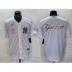 Men New York Yankees White Team Big Logo Cool Base Stitched Baseball Jersey 42