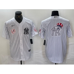 Men New York Yankees White Team Big Logo Cool Base Stitched Baseball Jersey 50