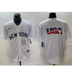 Men New York Yankees White Team Big Logo Cool Base Stitched Baseball Jersey 51