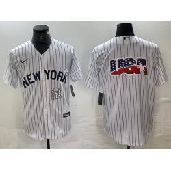 Men New York Yankees White Team Big Logo Cool Base Stitched Baseball Jersey 51