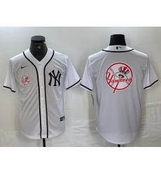 Men New York Yankees White Team Big Logo Cool Base Stitched Baseball Jersey 52