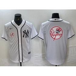 Men New York Yankees White Team Big Logo Cool Base Stitched Baseball Jersey 52