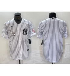 Men New York Yankees White Team Big Logo Cool Base Stitched Baseball Jersey 53