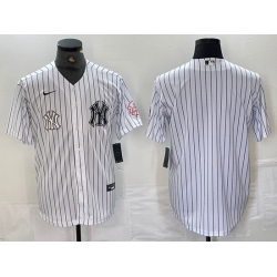 Men New York Yankees White Team Big Logo Cool Base Stitched Baseball Jersey 53