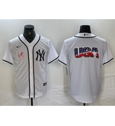 Men New York Yankees White Team Big Logo Cool Base Stitched Baseball Jersey 7