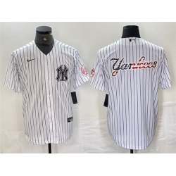 Men New York Yankees White Team Big Logo Cool Base Stitched Baseball Jersey
