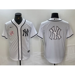 Men New York Yankees White Team Big Logo Cool Base Stitched Baseball Jersey 98