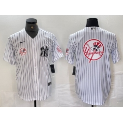 Men New York Yankees White Team Big Logo Cool Base Stitched Baseball Jersey 99