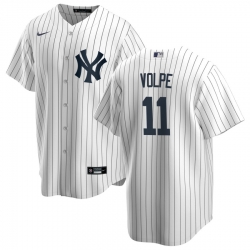 Men Nike New York Yankees 11 Anthony Volpe White Home Stitched Baseball Jersey