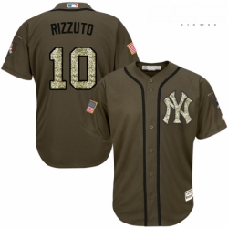 Mens Majestic New York Yankees 10 Phil Rizzuto Authentic Green Salute to Service MLB Jersey