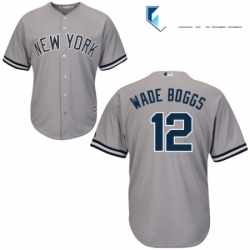 Mens Majestic New York Yankees 12 Wade Boggs Replica Grey Road MLB Jersey
