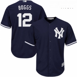 Mens Majestic New York Yankees 12 Wade Boggs Replica Navy Blue Alternate MLB Jersey