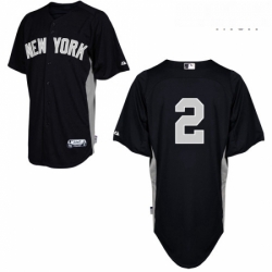 Mens Majestic New York Yankees 2 Derek Jeter Authentic Black 2011 Road Cool Base BP MLB Jersey