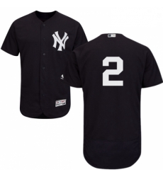 Mens Majestic New York Yankees 2 Derek Jeter Navy Blue Alternate Flex Base Authentic Collection MLB Jersey 