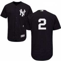Mens Majestic New York Yankees 2 Derek Jeter Navy Blue Alternate Flex Base Authentic Collection MLB Jersey 
