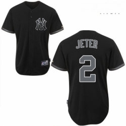 Mens Majestic New York Yankees 2 Derek Jeter Replica Black Fashion MLB Jersey