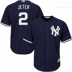 Mens Majestic New York Yankees 2 Derek Jeter Replica Navy Blue Alternate MLB Jersey
