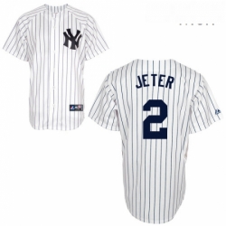 Mens Majestic New York Yankees 2 Derek Jeter Replica White Name On Back MLB Jersey