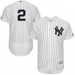 Mens Majestic New York Yankees 2 Derek Jeter White Home Flex Base Authentic Collection MLB Jersey