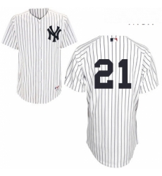 Mens Majestic New York Yankees 21 Paul ONeill Authentic White Cooperstown MLB Jersey