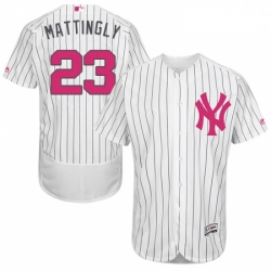 Mens Majestic New York Yankees 23 Don Mattingly Authentic White 2016 Mothers Day Fashion Flex Base MLB Jersey