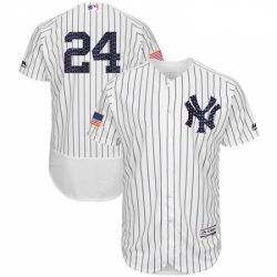 Mens Majestic New York Yankees 24 Gary Sanchez White Stars Stripes Authentic Collection Flex Base MLB Jersey