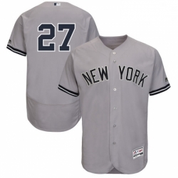 Mens Majestic New York Yankees 27 Giancarlo Stanton Grey Flexbase Authentic Collection MLB Jersey