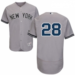 Mens Majestic New York Yankees 28 Austin Romine Grey Road Flex Base Authentic Collection MLB Jersey