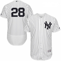 Mens Majestic New York Yankees 28 Austin Romine White Home Flex Base Authentic Collection MLB Jersey