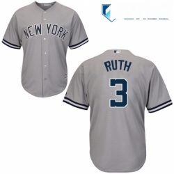 Mens Majestic New York Yankees 3 Babe Ruth Replica Grey Road MLB Jersey