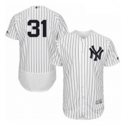 Mens Majestic New York Yankees 31 Aaron Hicks WhiteNavy Flexbase Authentic Collection MLB Jersey