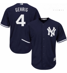 Mens Majestic New York Yankees 4 Lou Gehrig Replica Navy Blue Alternate MLB Jersey
