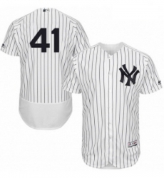 Mens Majestic New York Yankees 41 Adam Lind White Home Flex Base Authentic Collection MLB Jersey