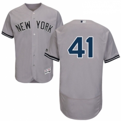 Mens Majestic New York Yankees 41 Randy Johnson Grey Road Flex Base Authentic Collection MLB Jersey