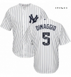 Mens Majestic New York Yankees 5 Joe DiMaggio Authentic White Team Logo Fashion MLB Jersey