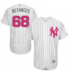 Mens Majestic New York Yankees 68 Dellin Betances Authentic White 2016 Mothers Day Fashion Flex Base Jersey