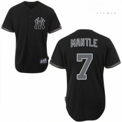 Mens Majestic New York Yankees 7 Mickey Mantle Replica Black Fashion MLB Jersey