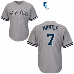Mens Majestic New York Yankees 7 Mickey Mantle Replica Grey Road MLB Jersey