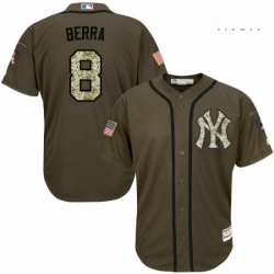 Mens Majestic New York Yankees 8 Yogi Berra Replica Green Salute to Service MLB Jersey